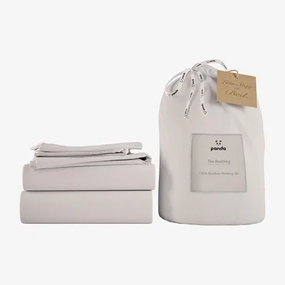 Cuckooland Panda London Pure White Bamboo Bedding Set - Single