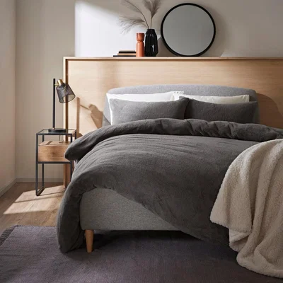 Dunelm Dunelm Teddy Bear Charcoal Grey Duvet Cover & Pillowcase Set, Size: Single Teddy Charcoal