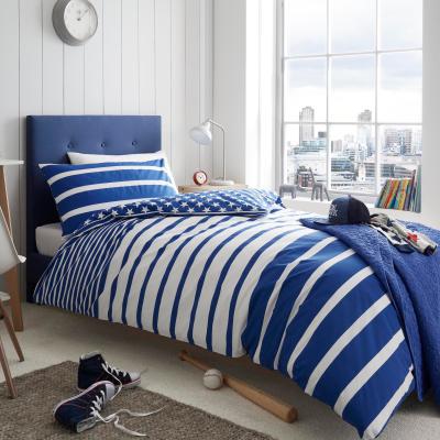 Dunelm Blue Stars and Stripes Reversible Duvet Cover and Pillowcase Set Blue