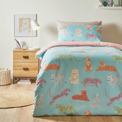 Dunelm Botanical Cats Single Duvet Cover and Pillowcase Set MultiColoured