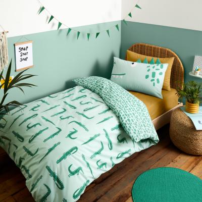 Dunelm 3D Crocodile Single Duvet Cover and Pillowcase Set Sage (Green)