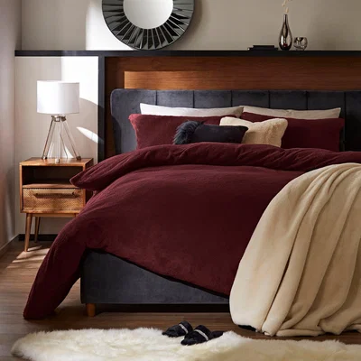 Dunelm Dunelm Teddy Bear Claret Red Duvet Cover & Pillowcase Set, Size: Single Teddy Claret
