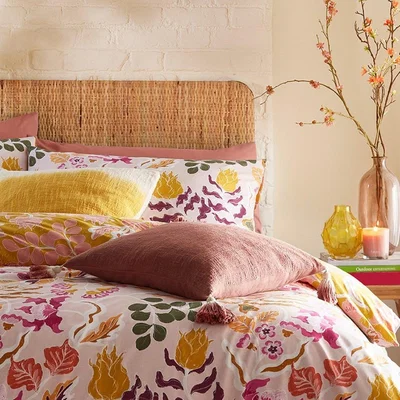 Habitat Furn Protea Abstract Floral Pink Bedding Set - Single