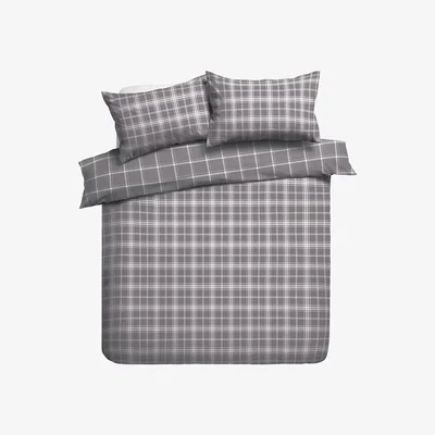 Habitat Habitat Brushed Checked Grey Bedding Set - Single