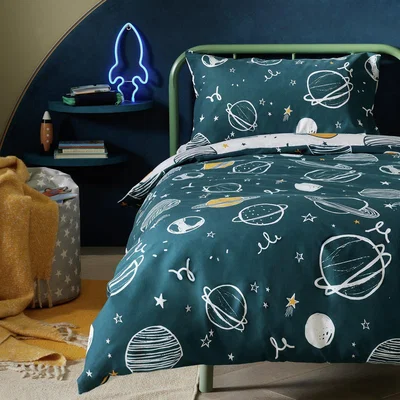 Habitat Habitat Cotton Planets Blue Kids Bedding Set - Single