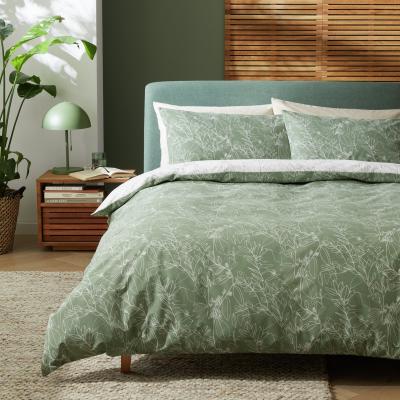 Habitat Habitat Sketched Linear Floral Green Bedding Set - Single