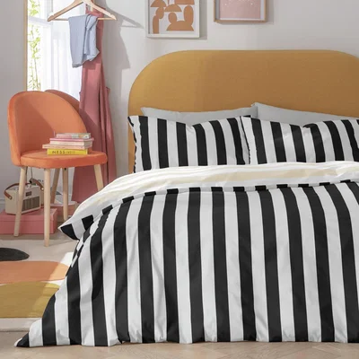 Habitat Habitat Trend Stripe Black and White Bedding Set - Single