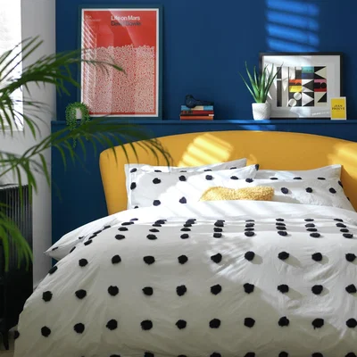 Habitat Habitat Cotton Tufted Spot Black & White Bedding Set -Single