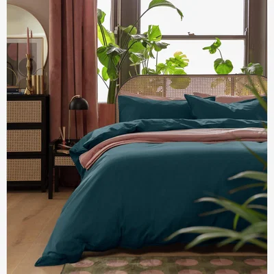 Habitat Habitat Cotton Linen Look Plain Teal Bedding Set - Single