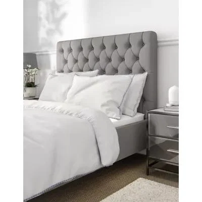 Marks & Spencer M&S Cotton Rich Pom-Pom Trim Bedding Set - SGL - Lilac, Lilac,Grey Mix
