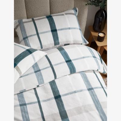 Marks & Spencer M&S Painterly Check Fleece Bedding Set - SGL - Slate Blue, Slate Blue