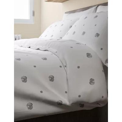 Marks & Spencer M&S Cotton Rich Elephant Bedding Set - SGL - Grey, Grey