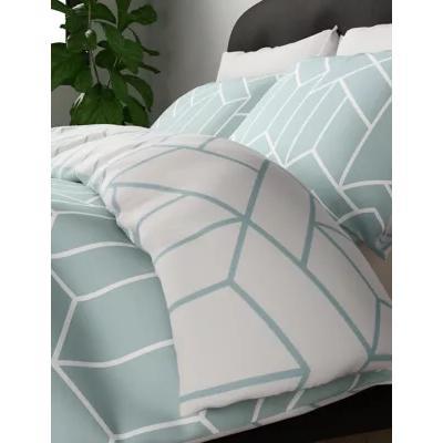 Marks & Spencer M&S Unisex Cotton Mix Geometric Bedding Set - SGL - Duck Egg, Duck Egg