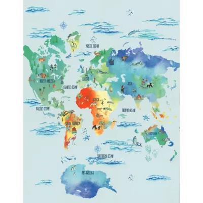 Marks & Spencer M&S Cotton Rich World Map Bedding Set - SGL - Pale Blue, Pale Blue