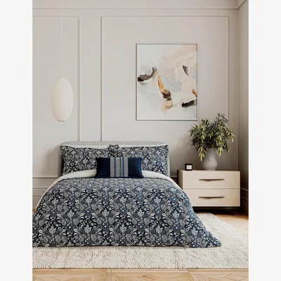 Marks & Spencer Bedeck Of Belfast Cotton Percale Yara Bedding Set - DBL - Navy, Navy