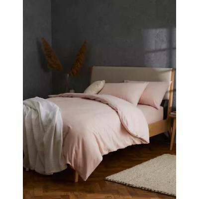 Marks & Spencer M&S Pure Brushed Cotton Bedding Set - SGL - Blush, Blush,Biscuit,White