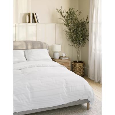 Marks & Spencer M&S Cotton Blend Waffle Stripe Bedding Set - SGL - White, White