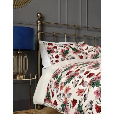 Marks & Spencer M&S Pure Cotton Butterfly Floral Bedding Set - SGL - Raspberry Mix, Raspberry Mix