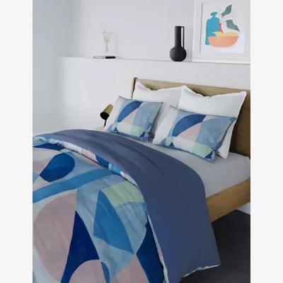 Marks & Spencer M&S Pure Cotton Sateen Block Shape Bedding Set - DBL - Blue Mix, Blue Mix
