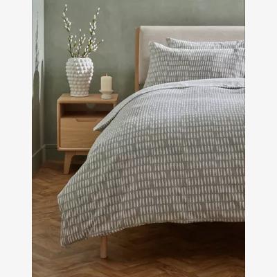 Marks & Spencer M&S Brushed Cotton Geometric Bedding Set - SGL - Grey Mix, Grey Mix