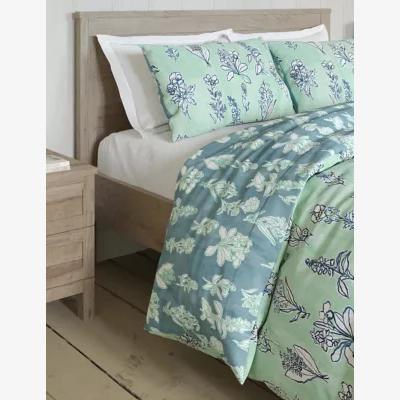 Marks & Spencer M&S Pure Cotton Botanical Floral Bedding Set - SGL - Soft Green, Soft Green