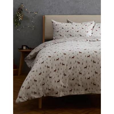 Marks & Spencer M&S Brushed Cotton Stag Bedding Set - SGL - Neutral, Neutral
