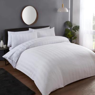 The Range Sateen Stripe Duvet Cover Set - White - White / Single