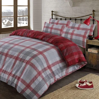 The Range Boston Brushed Cotton Duvet Cover Bedding Set - Red / Single