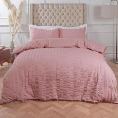 The Range Seersucker Duvet Cover with Pillowcase Bedding Set - Pink / Single