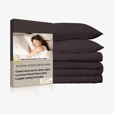 The Range Flannel Fleece Single Duvet Set with pillowcases 50x70cm - Anthracite / 0.900kg / 0.9kg