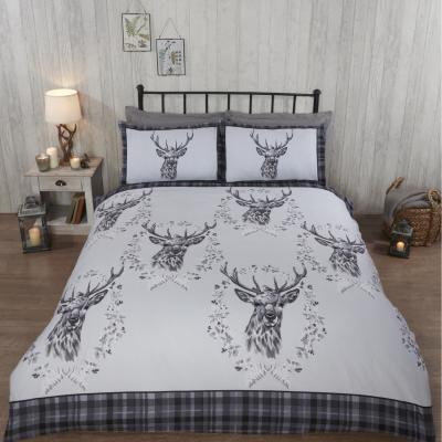The Range Angus Stag Brushed Cotton Bedding Set - Grey / Single