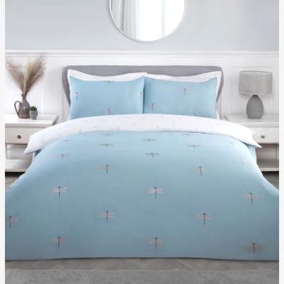 The Range Dragonfly Metallic Duvet Cover and Pillowcase Set  - Duck Egg / Single