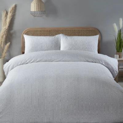 The Range Linear Waffle Duvet Cover Set - White - White / Single