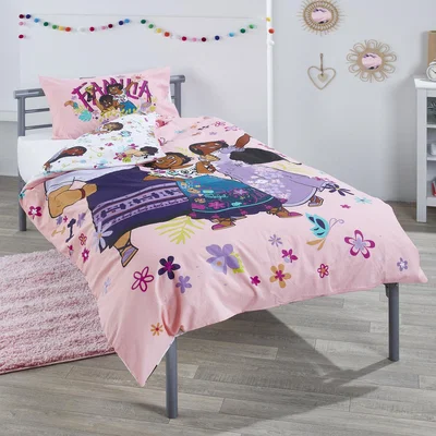 The Range Children's Silver Metal Single Bed with Encanto Single Bedding Set - Grey
