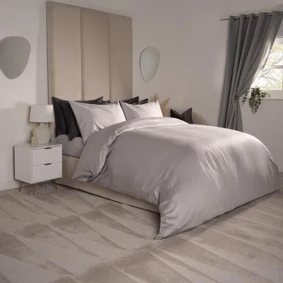 The Range 400TC Soft Cotton Duvet Cover Pillowcase Bedding Set - Silver / Single