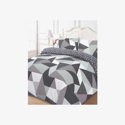 The Range Shapes Printed Duvet and Pillowcase Set - Black / Single