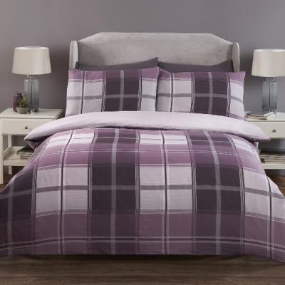 The Range Madison Check Two Pack Duvet Cover and Pillowcase Sets - Plum / Single