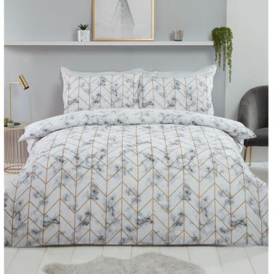 The Range Marble Metallic Duvet Cover and Pillowcase Set - White / Single