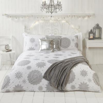 The Range Snowflake Metallic White Duvet Cover and Pillowcase Set - Single