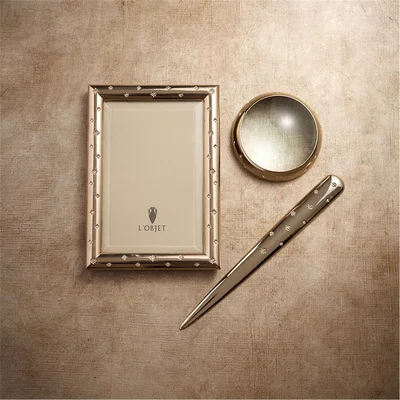 Amara Stars Photo Frame - Platinum / Gold and White Crystals