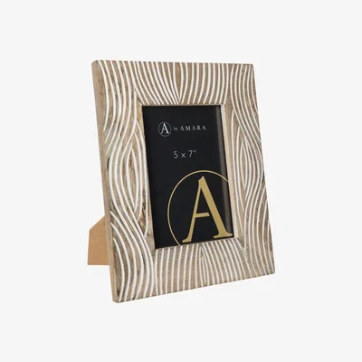 Amara Global Explorer - Carved Wooden Photo Frame - 5x7" - White