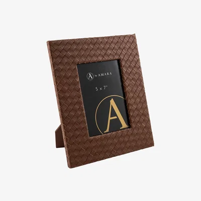 Amara Luxe - Woven Leather Photo Frame - 5x7" - Brown
