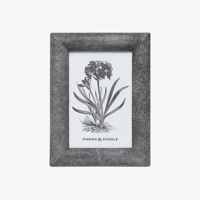 Amara Pigeon and Poodle - Oxford Faux Leather Frame - Grey - 4"x6"