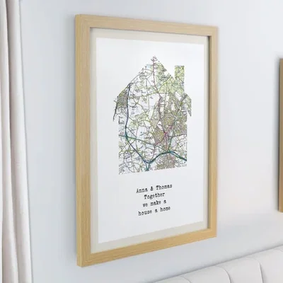 Dunelm Personalised Present Day Map Home Poster Frame