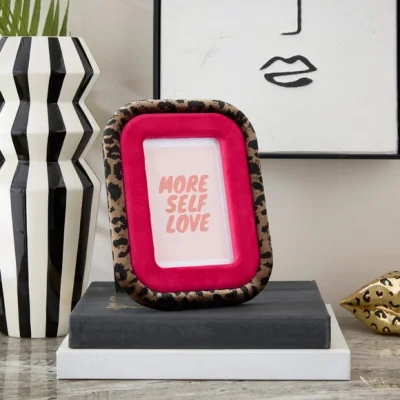 Dunelm Hot Pink & Leopard Print Rounded Corner Photo Frame