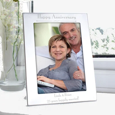 Dunelm Personalised Silver Decorative Portrait Photo Frame Silver