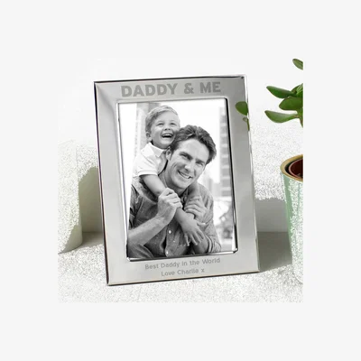 Dunelm Personalised Silver Daddy and Me Portrait Photo Frame Silver