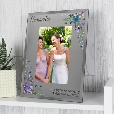 Dunelm Personalised Butterfly Diamante Glass Portrait Photo Frame Clear