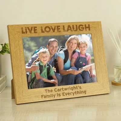 Dunelm Personalised Live Love Laugh Wooden Landscape Photo Frame Natural