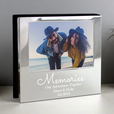 Dunelm Personalised Memories Landscape Photo Frame Album Silver